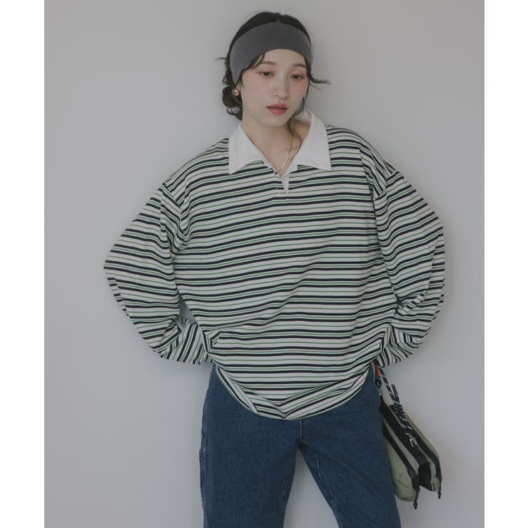 ボーダーポロ襟Tシャツ | 210nouve | 詳細画像2 