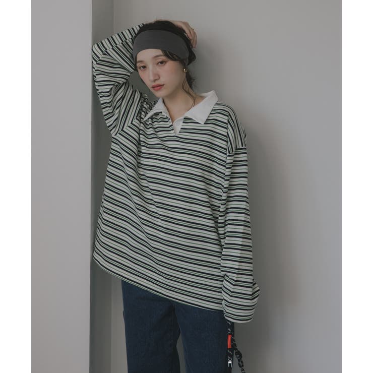 ボーダーポロ襟Tシャツ | 210nouve | 詳細画像3 