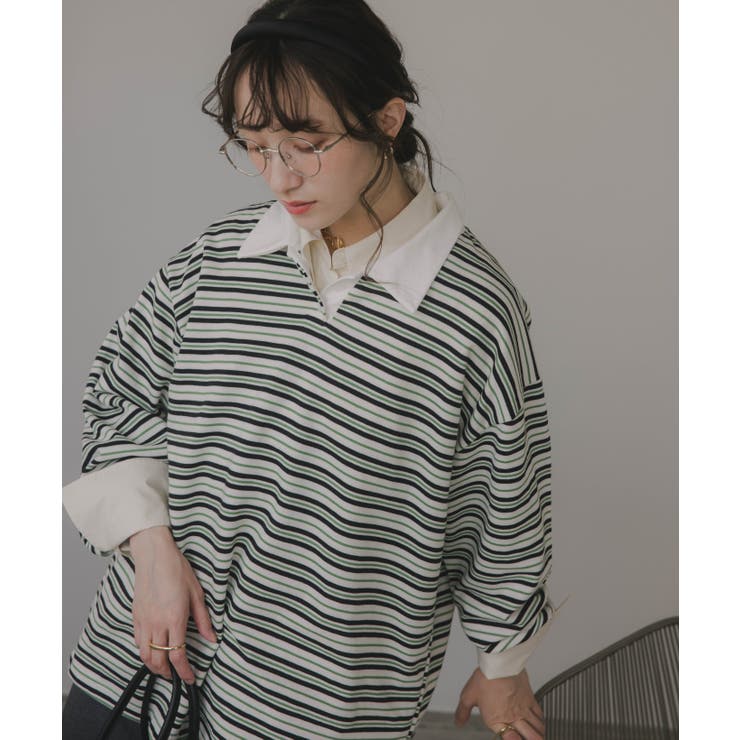 ボーダーポロ襟Tシャツ | 210nouve | 詳細画像6 