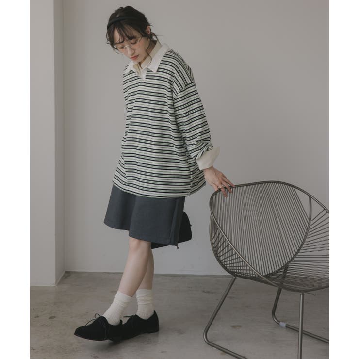 ボーダーポロ襟Tシャツ | 210nouve | 詳細画像7 