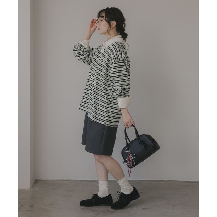 ボーダーポロ襟Tシャツ | 210nouve | 詳細画像8 