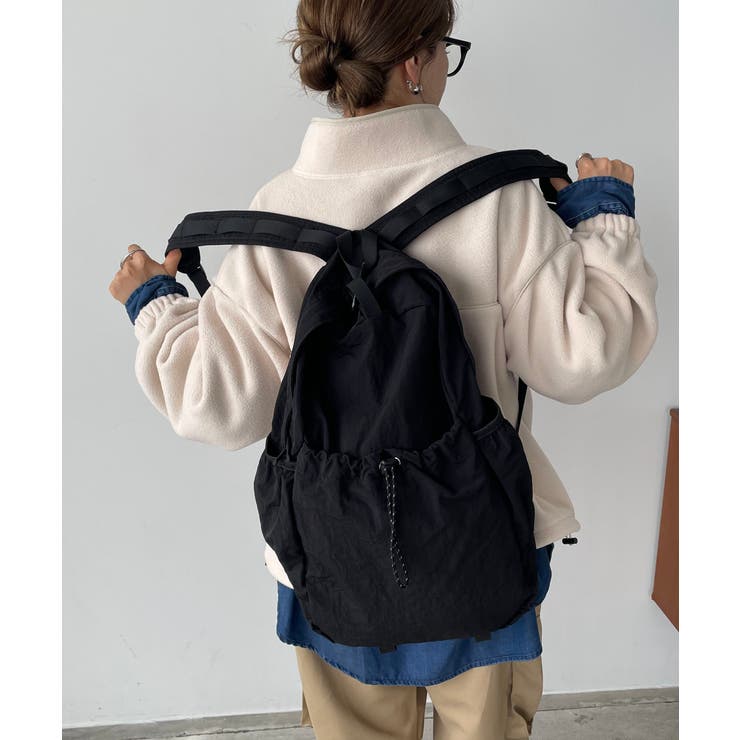 ブラック | 【210NOUVE】ドローストリングナイロンバックパック | 210nouve