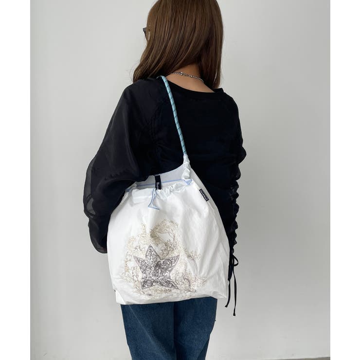 ホワイト | デザイン刺繍マーケットバッグ | 210nouve