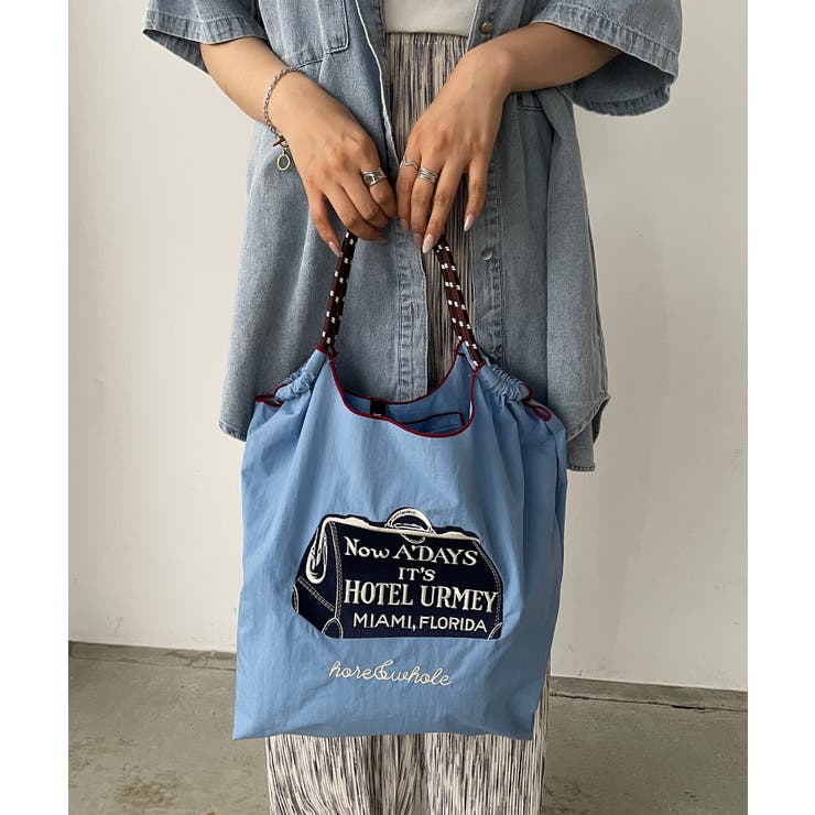 ブルー | デザイン刺繍マーケットバッグ | 210nouve
