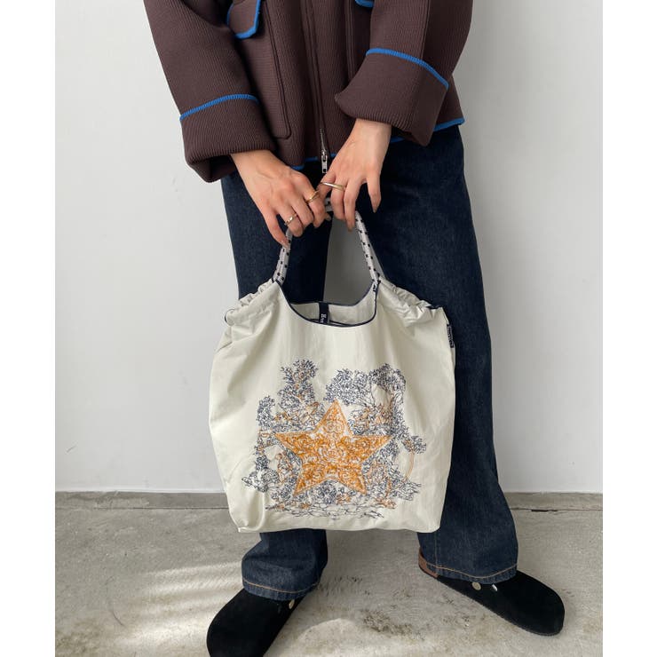 ベージュ | デザイン刺繍マーケットバッグ | 210nouve