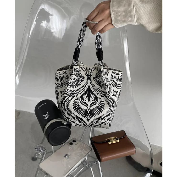 【新色レオパードシリーズを追加！】コードストラップ 柄 ニット ハンドバッグ | 210nouve | 詳細画像18 