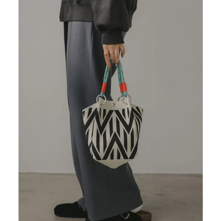 【新色レオパードシリーズを追加！】コードストラップ 柄 ニット ハンドバッグ | 210nouve | 詳細画像30 