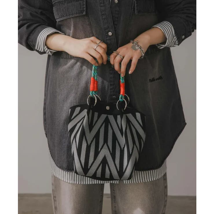 【新色レオパードシリーズを追加！】コードストラップ 柄 ニット ハンドバッグ | 210nouve | 詳細画像31 