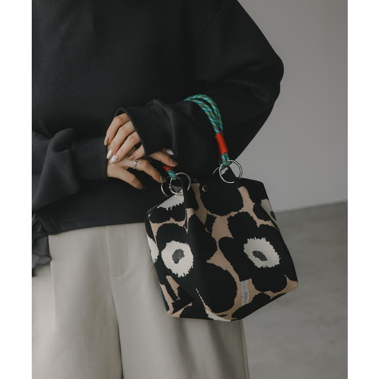 【新色レオパードシリーズを追加！】コードストラップ 柄 ニット ハンドバッグ | 210nouve | 詳細画像43 