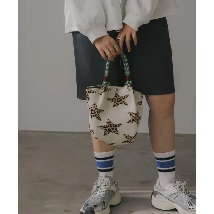 【新色レオパードシリーズを追加！】コードストラップ 柄 ニット ハンドバッグ | 210nouve | 詳細画像5 