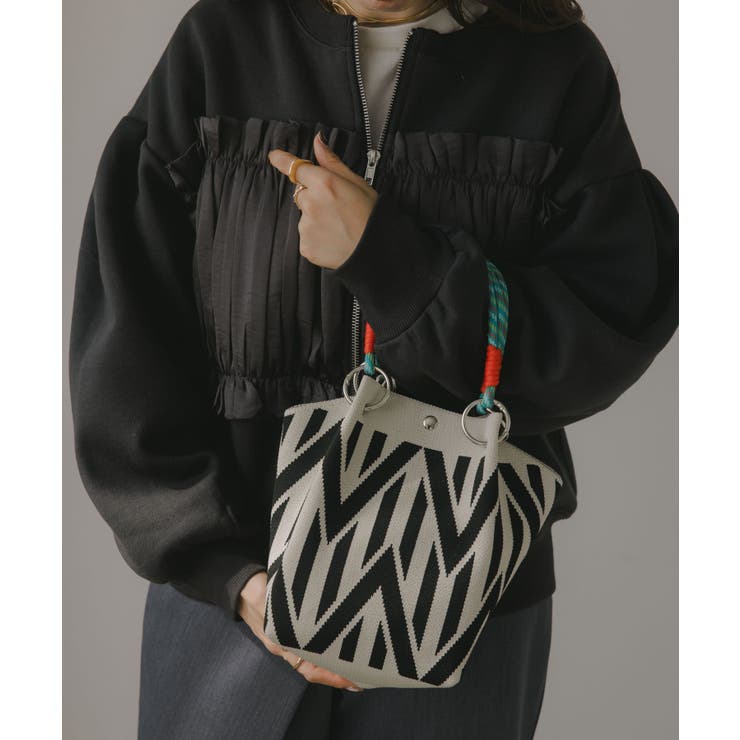 【新色レオパードシリーズを追加！】コードストラップ 柄 ニット ハンドバッグ | 210nouve | 詳細画像50 