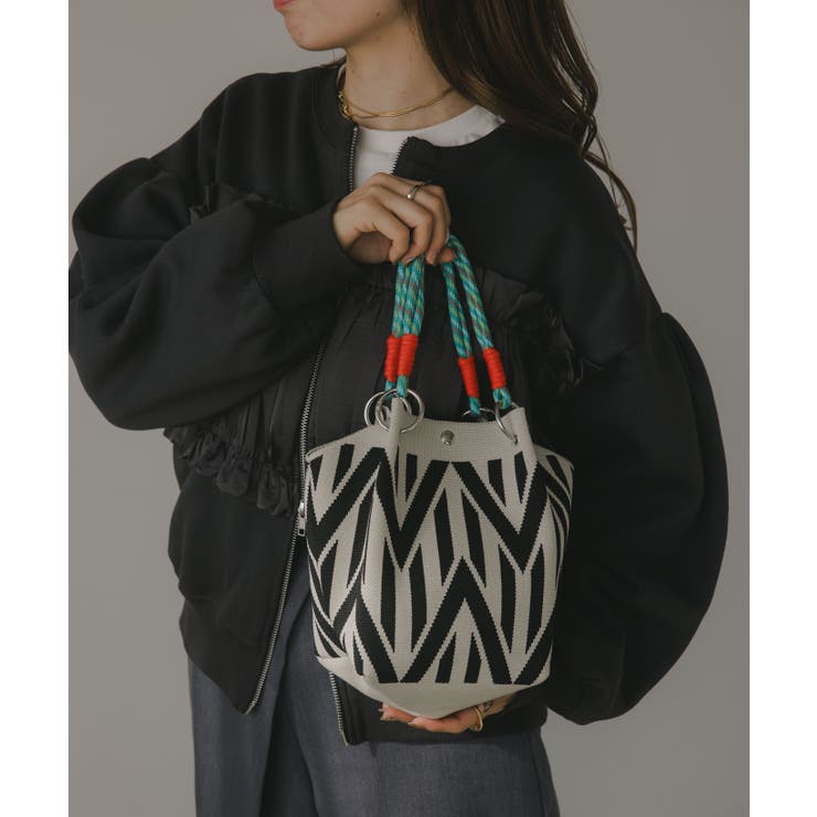 【新色レオパードシリーズを追加！】コードストラップ 柄 ニット ハンドバッグ | 210nouve | 詳細画像51 