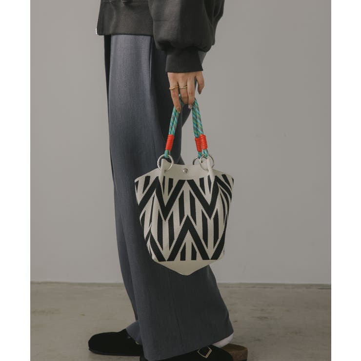 【新色レオパードシリーズを追加！】コードストラップ 柄 ニット ハンドバッグ | 210nouve | 詳細画像52 