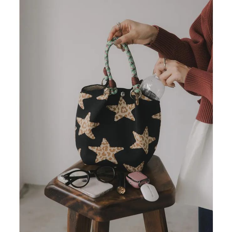 【新色レオパードシリーズを追加！】コードストラップ 柄 ニット ハンドバッグ | 210nouve | 詳細画像9 