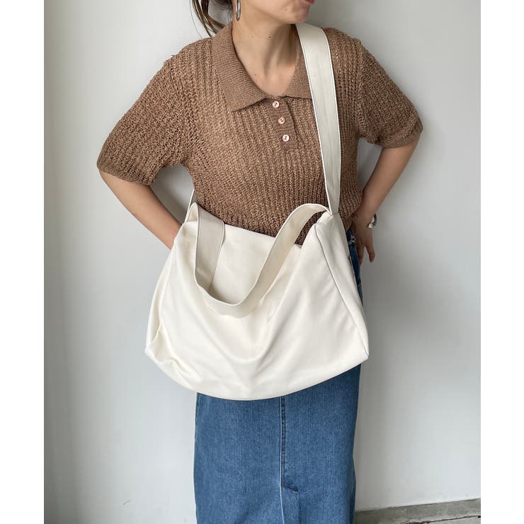 アイボリー | ソフトフェイクレザー2WAYビッグショルダーバッグ | 210nouve