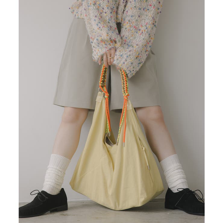 イエロー | 配色ドローコードナイロンショルダーバッグ | 210nouve