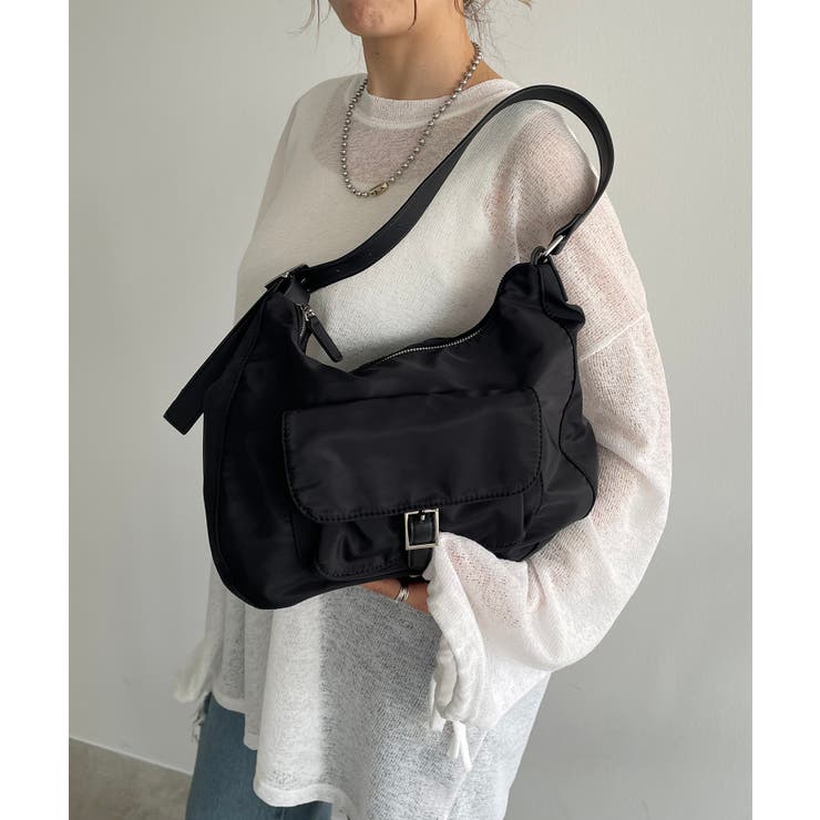 ブラック | アウトポケットナイロンショルダーバッグ | 210nouve
