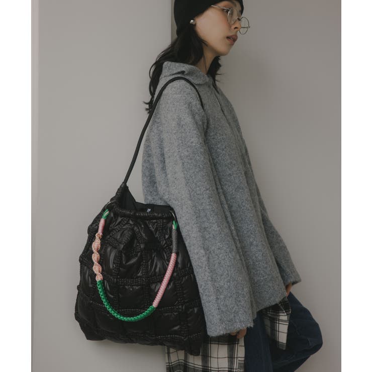 ナイロン チェック柄 コードストラップ バッグ | 210nouve | 詳細画像1 