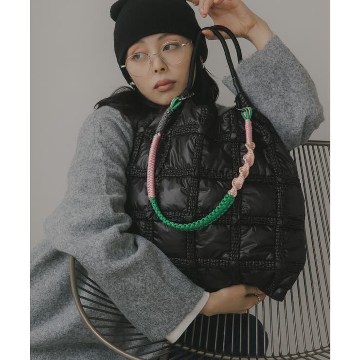 ナイロン チェック柄 コードストラップ バッグ | 210nouve | 詳細画像2 