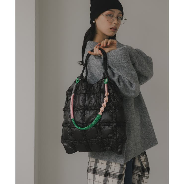 ナイロン チェック柄 コードストラップ バッグ | 210nouve | 詳細画像3 