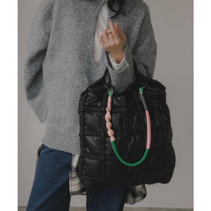 ナイロン チェック柄 コードストラップ バッグ | 210nouve | 詳細画像4 