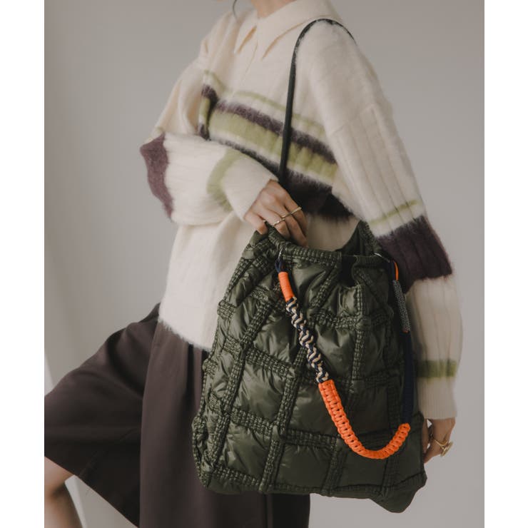 ナイロン チェック柄 コードストラップ バッグ | 210nouve | 詳細画像9 