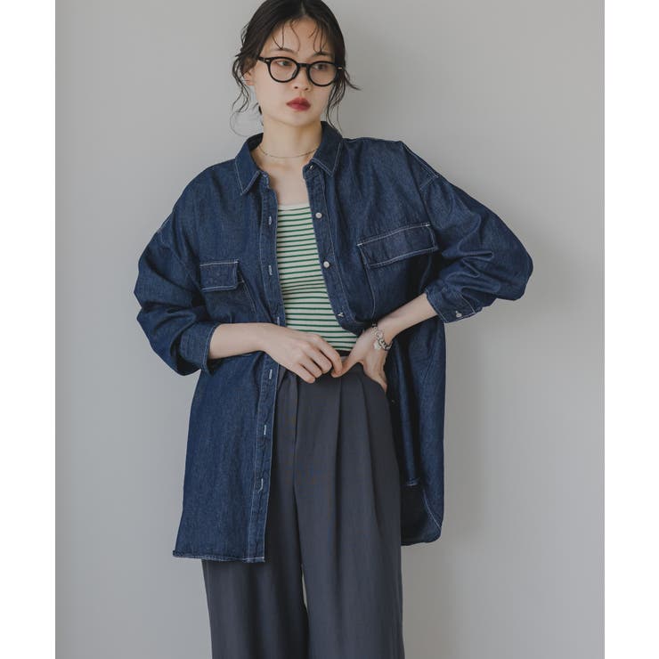 ネイビー | デニムビッグシャツジャケット | 210nouve