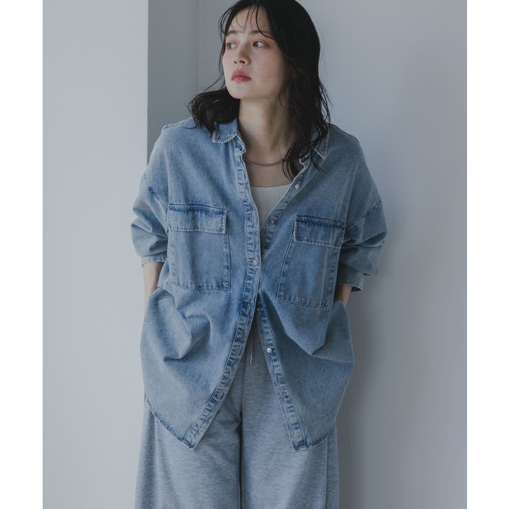 ブルー | デニムビッグシャツジャケット | 210nouve
