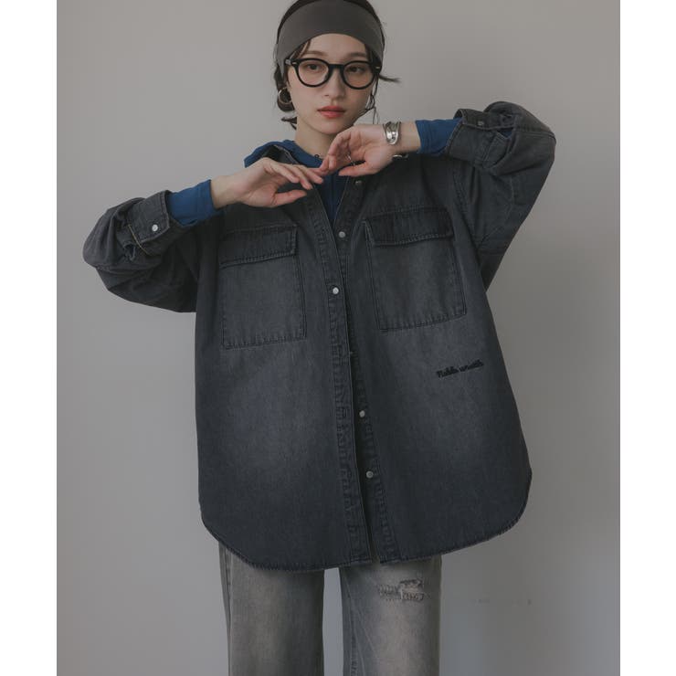 ブラック系 | デニムビッグシャツジャケット | 210nouve