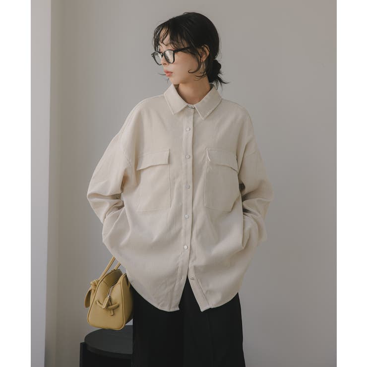 アイボリー | コーデュロイ オーバーサイズ シャツ ジャケット | 210nouve