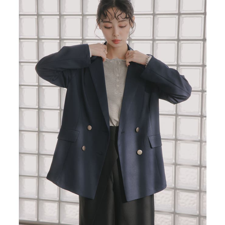 ネイビー | ダブルテーラードジャケット | 210nouve