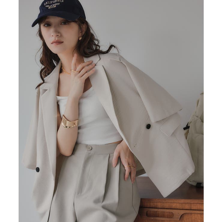 アイボリー | リネンライク半袖ジャケット | 210nouve