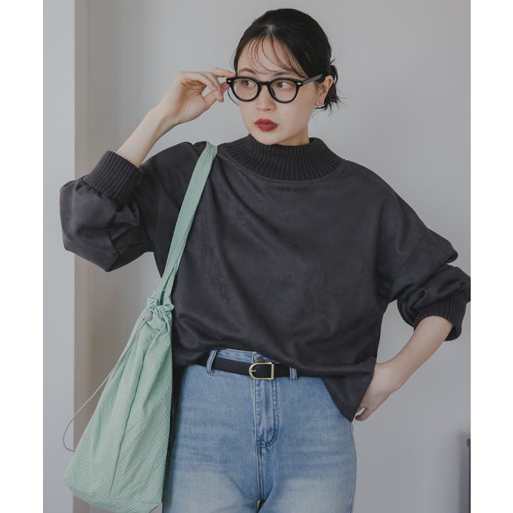 チャコールグレー | スエードハイネックプルオーバー | 210nouve