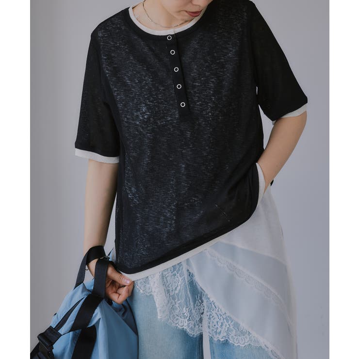 ブラック | ヘンリーレイヤードプルオーバー | 210nouve