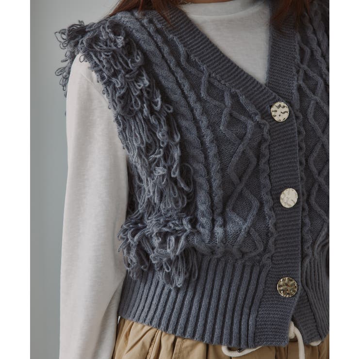 フリンジ ニット ベスト カーディガン | 210nouve | 詳細画像38 