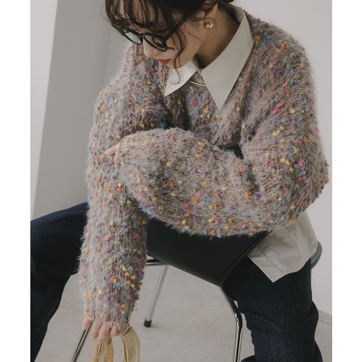 ミックスカラー オーバーサイズ クロップド丈 ニット | 210nouve | 詳細画像10 