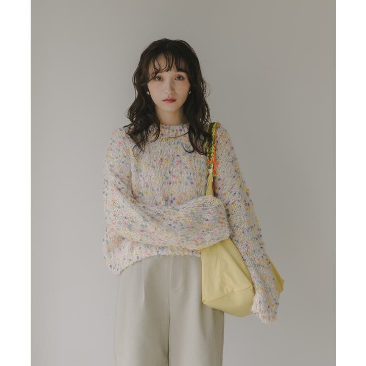 ミックスカラー オーバーサイズ クロップド丈 ニット | 210nouve | 詳細画像14 