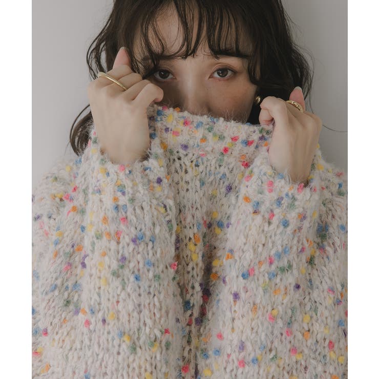 ミックスカラー オーバーサイズ クロップド丈 ニット | 210nouve | 詳細画像15 