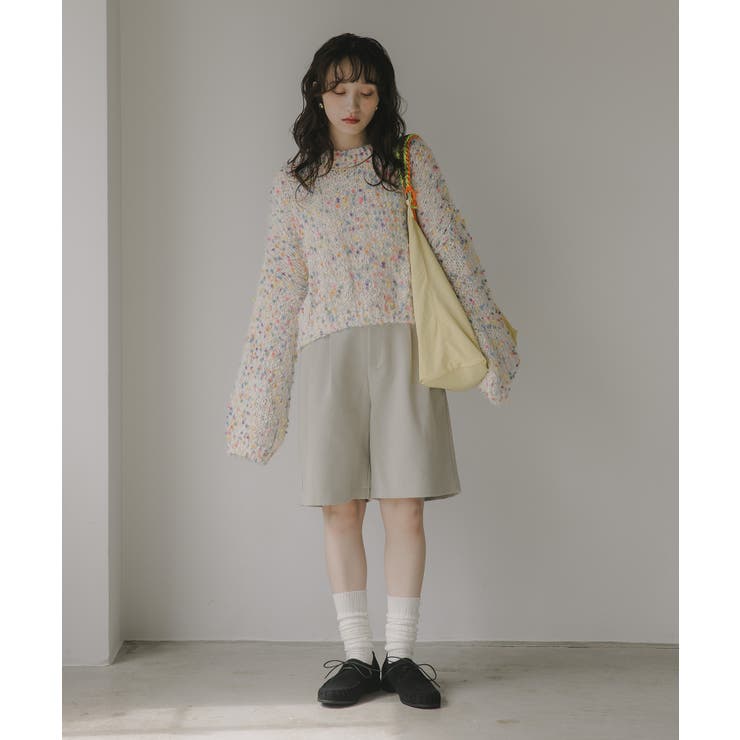 ミックスカラー オーバーサイズ クロップド丈 ニット | 210nouve | 詳細画像17 