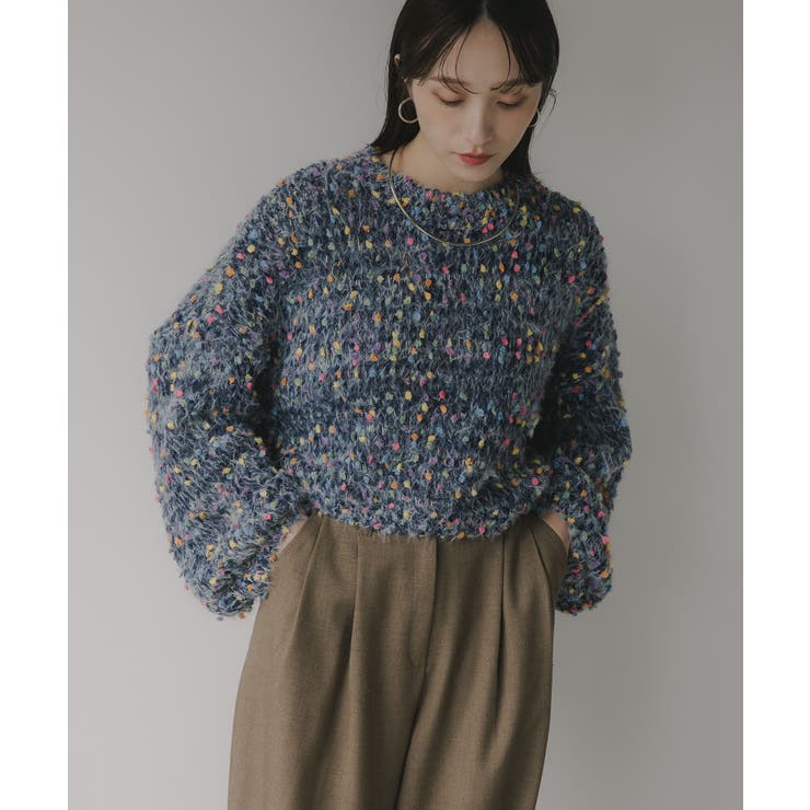 ミックスカラー オーバーサイズ クロップド丈 ニット | 210nouve | 詳細画像2 