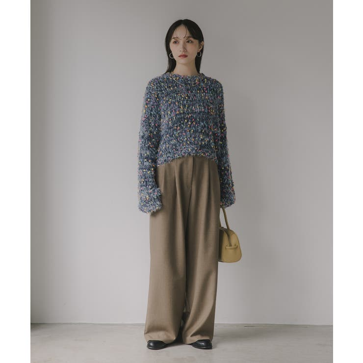 ミックスカラー オーバーサイズ クロップド丈 ニット | 210nouve | 詳細画像5 