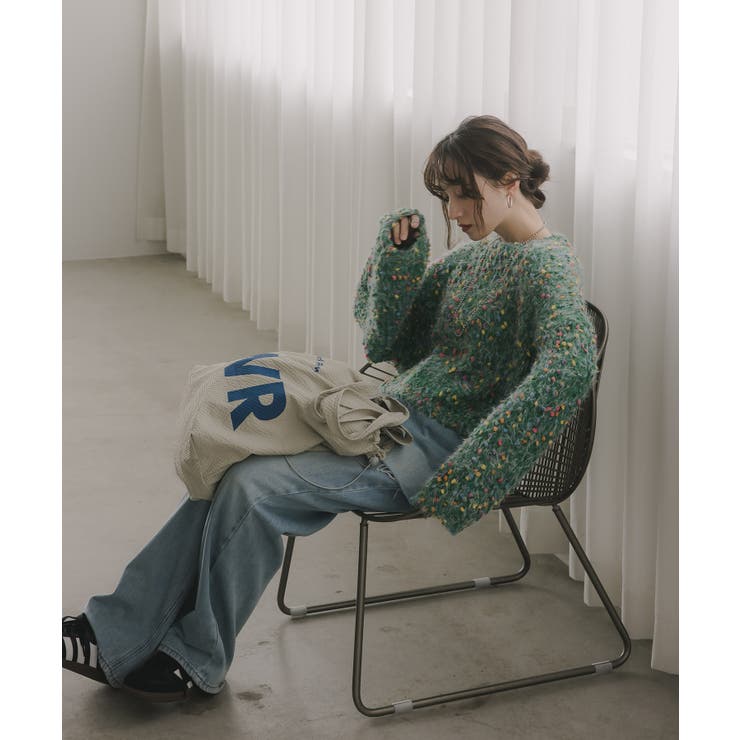 ミックスカラー オーバーサイズ クロップド丈 ニット | 210nouve | 詳細画像7 