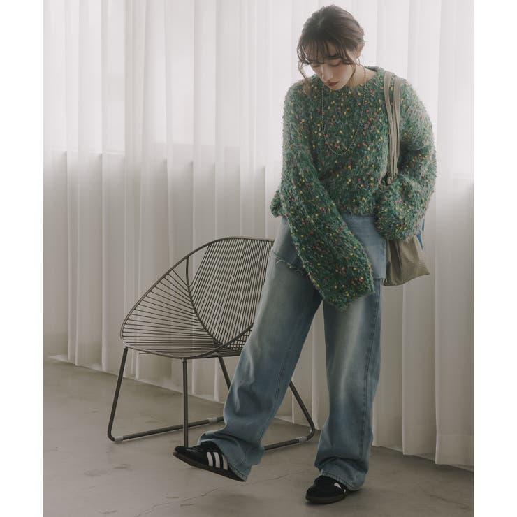 ミックスカラー オーバーサイズ クロップド丈 ニット | 210nouve | 詳細画像8 