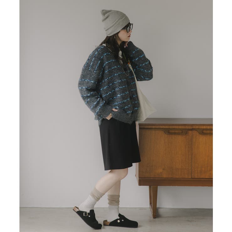 ツイード ボーダー オーバーサイズ ニット カーディガン | 210nouve | 詳細画像12 