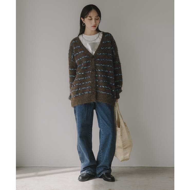 ツイード ボーダー オーバーサイズ ニット カーディガン | 210nouve | 詳細画像5 