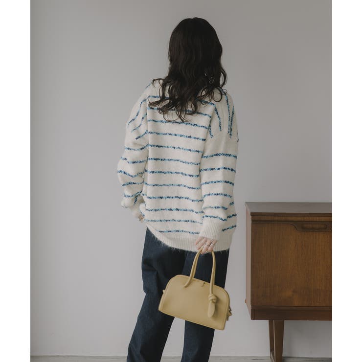 ツイード ボーダー オーバーサイズ ニット カーディガン | 210nouve | 詳細画像8 