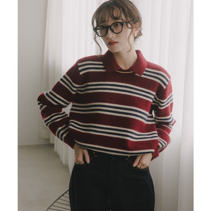 ラムタッチ ボーダー ポロニット | 210nouve | 詳細画像2 