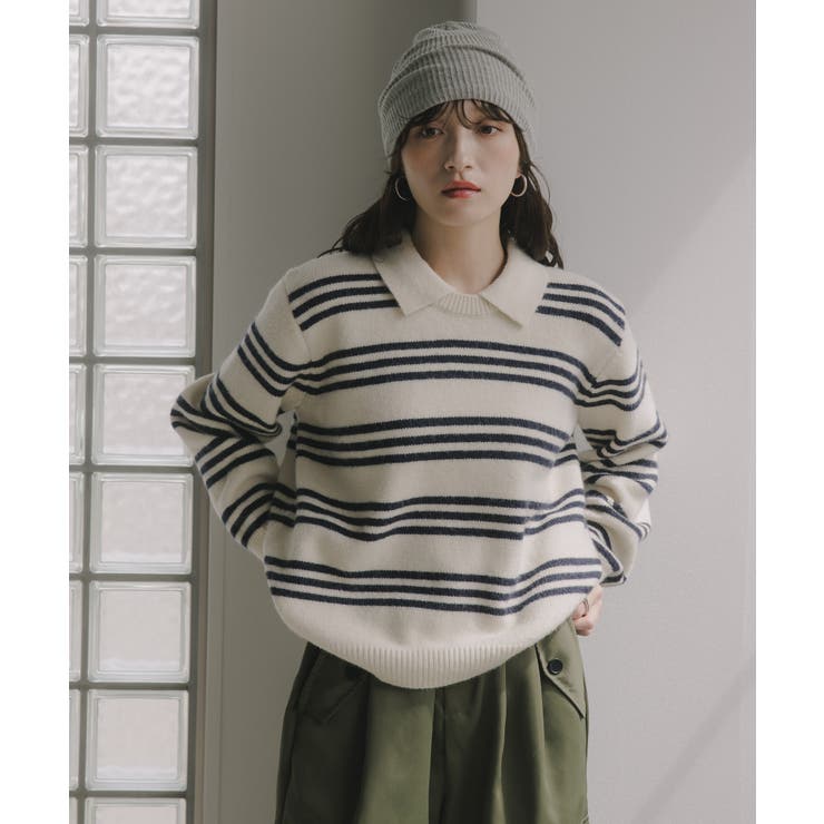 ラムタッチ ボーダー ポロニット | 210nouve | 詳細画像6 