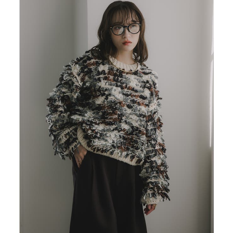 ループヤーン マルチカラー フリンジ ニット | 210nouve | 詳細画像1 