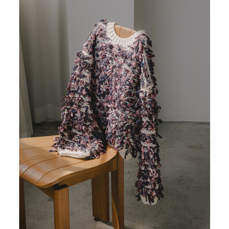 ループヤーン マルチカラー フリンジ ニット | 210nouve | 詳細画像14 